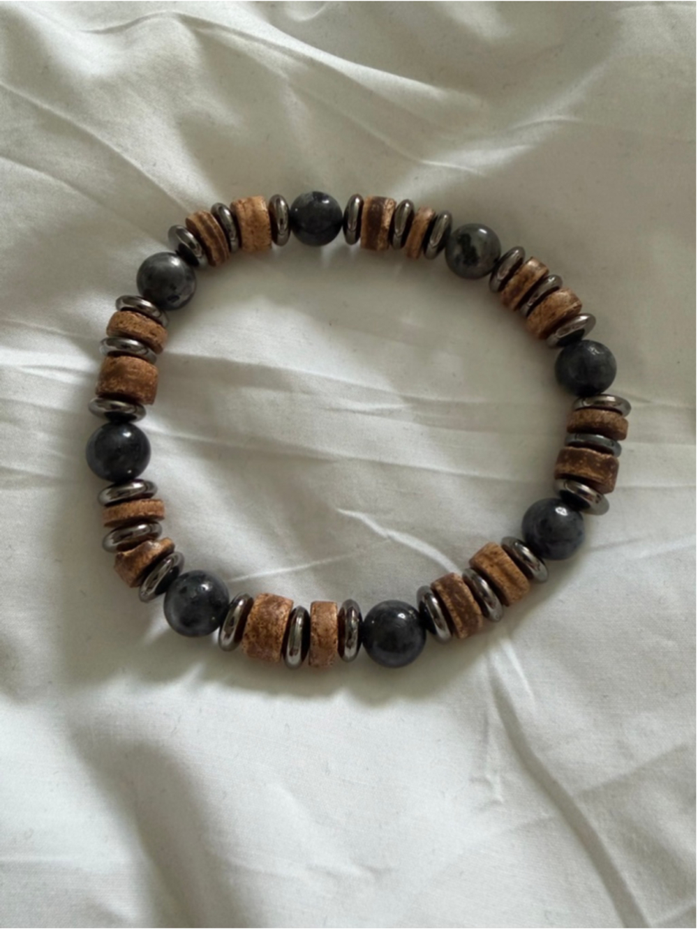 Bracelet One Size Brown Gray Beaded - Grounding Protection Emotional Balance